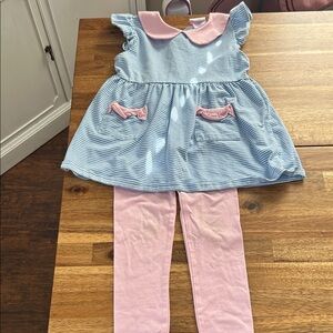 Girls Stitchy Fish Blue & Pink Outfit